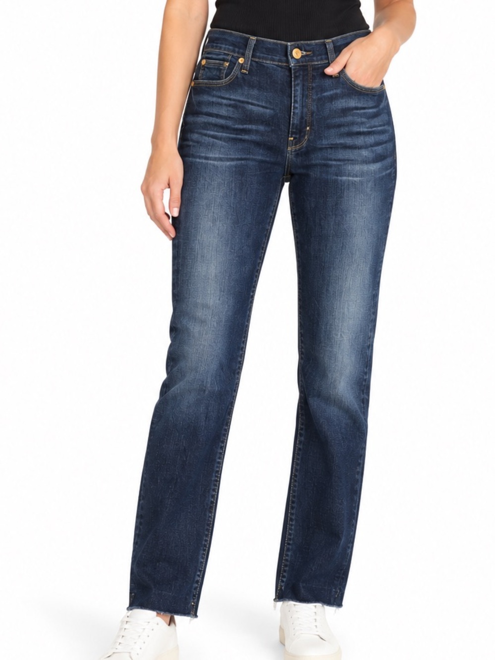 7 For All Mankind Straight Leg Jeans Size 31 Dark Wash Stretch Denim